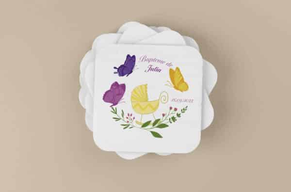 Sous-verre personnalisé Baptême papillons – Image 2