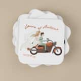 Sous-verre personnalisé Mariage motard