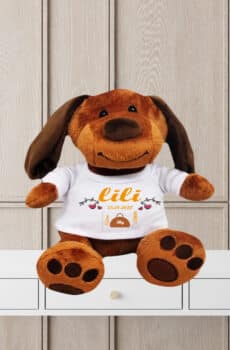 Peluche personnalisée chien naissance coeur