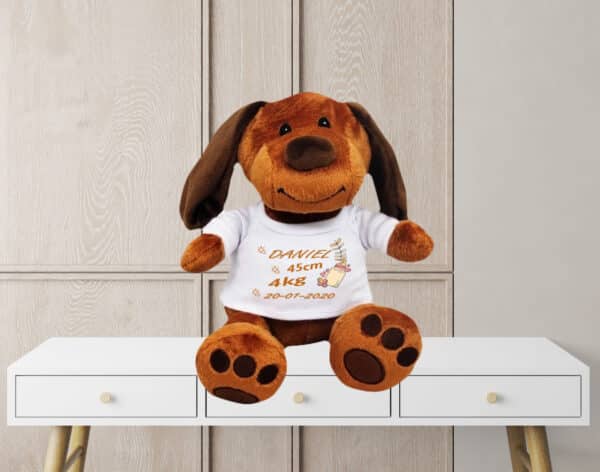 Peluche personnalisée chien naissance