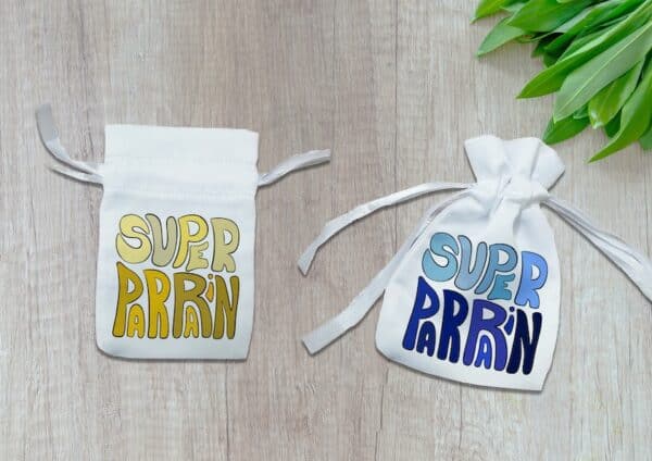 Pochon dragées personnalisé: couleurs super parrain – Image 2