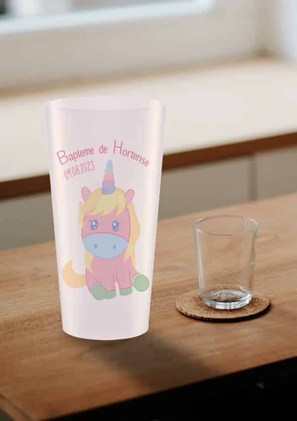 Gobelet personnalisé Baptême licorne