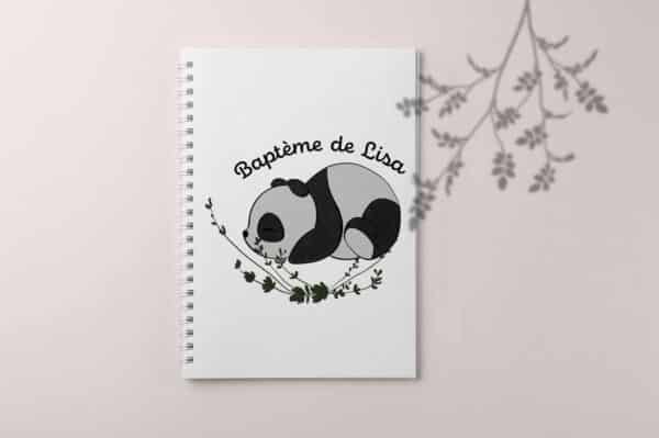 Livre d'or personnalisé Baptême panda