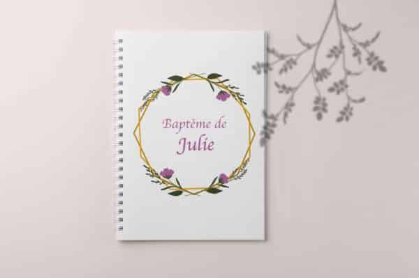 Livre d'or personnalisé Baptême rose or