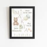 Tableau personnalisé naissance nounours – Image 2