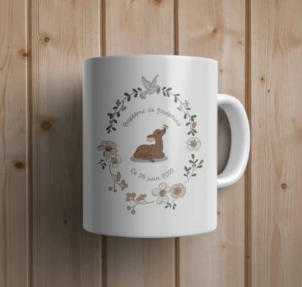 Mug personnalisé baptême faon