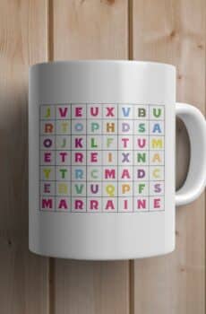 Mug personnalisé marraine mots cachés