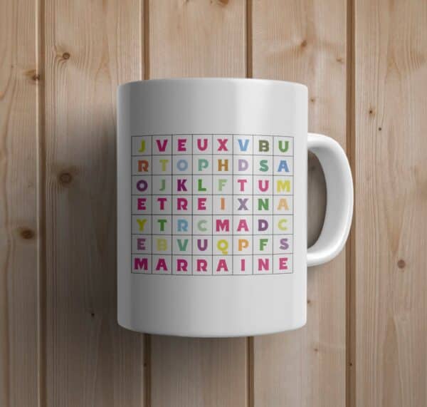 Mug personnalisé marraine mots cachés