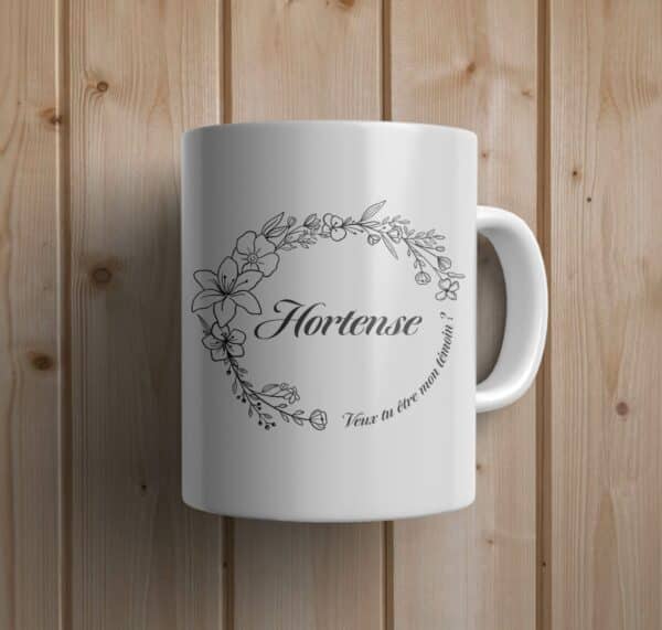 Mug fleurs- demande témoin prénom – Image 2