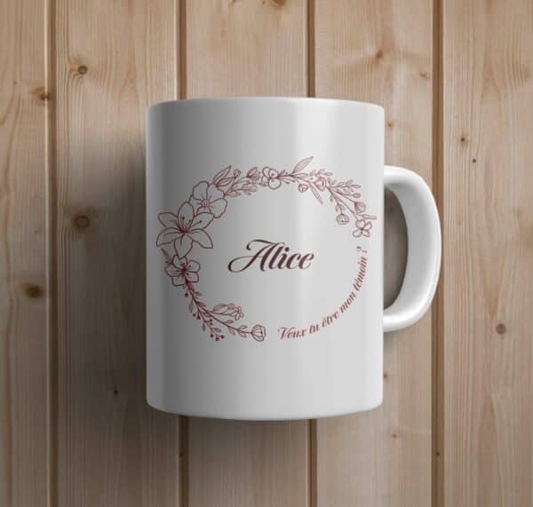Mug fleurs- demande témoin prénom – Image 3