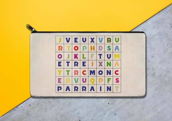 Trousse personnalisée parrain mots cachés