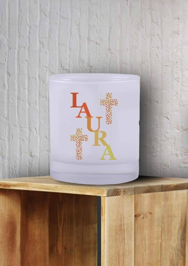 Verre à whisky personnalisé- baptême croix colorée – Image 4