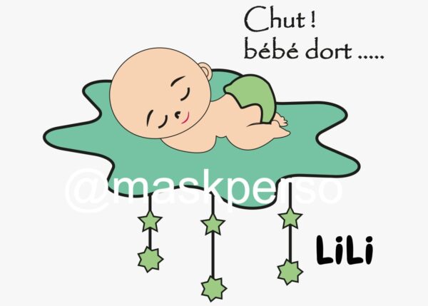 Coussin personnalisé naissance bébé dort nuage – Image 7