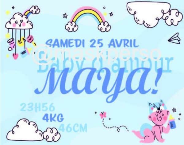 Tableau personnalisé naissance baby d'amour – Image 4