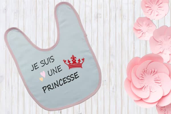 Bavoir personnalisé je suis une princesse