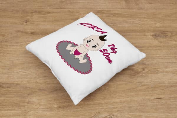 Coussin personnalisé naissance bébé assis