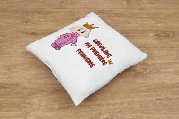 coussin personnalisée bébé princesse