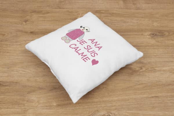 Coussin personnalisé naissance bébé "je suis calme" – Image 2