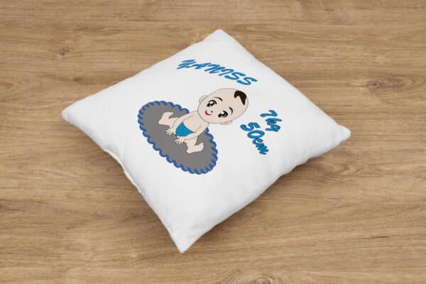 Coussin personnalisé naissance bébé assis – Image 2