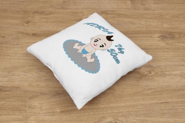 Coussin personnalisé naissance bébé assis – Image 3