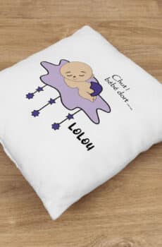 Coussin personnalisé naissance bébé dort nuage