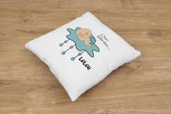 Coussin personnalisé naissance bébé dort nuage – Image 2