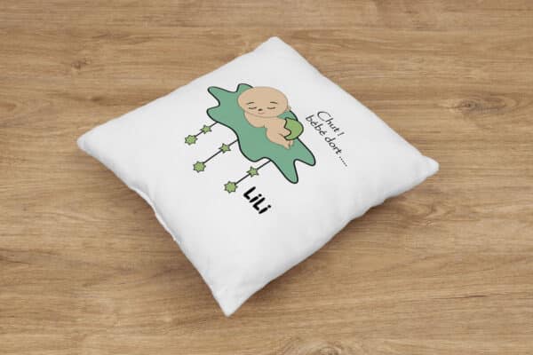 Coussin personnalisé naissance bébé dort nuage – Image 3