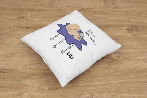 Coussin personnalisé naissance bébé dort nuage – Image 4