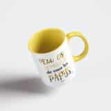 Tasse personnalisée bicolore jaune meilleur papi