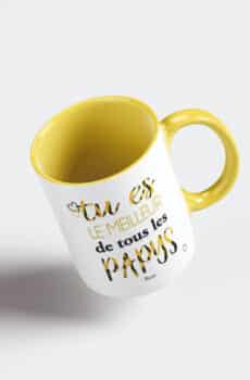 Tasse personnalisée bicolore jaune meilleur papi