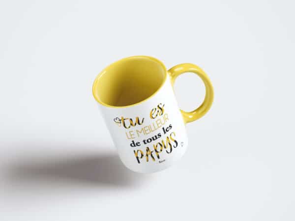 Tasse personnalisée bicolore jaune meilleur papi