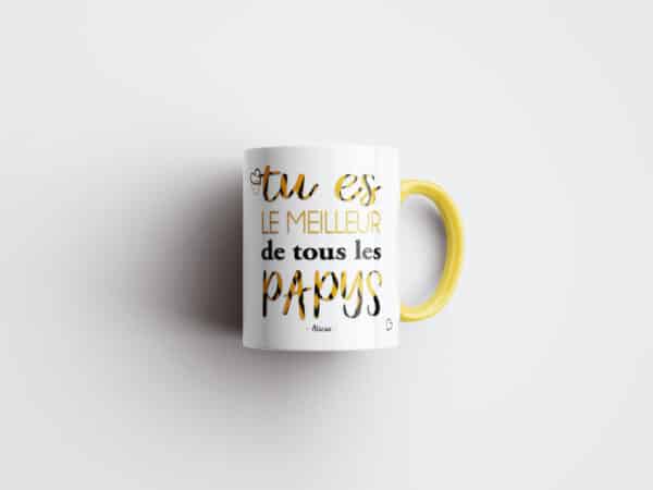 Tasse personnalisée bicolore jaune meilleur papi – Image 2