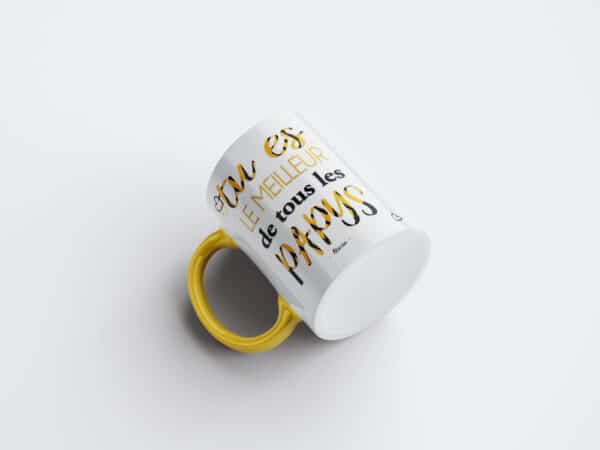 Tasse personnalisée bicolore jaune meilleur papi – Image 3