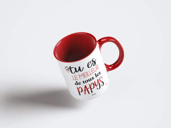 Tasse bicolore rouge meilleur papi