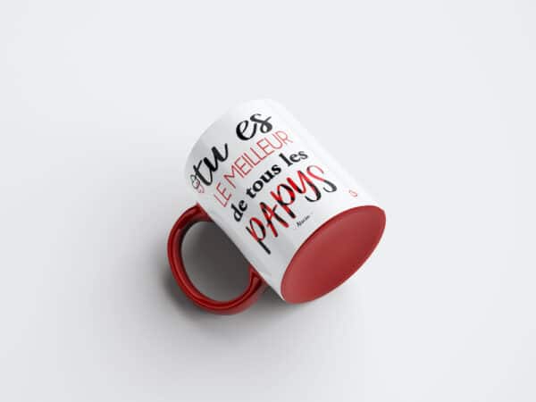 Tasse bicolore rouge meilleur papi – Image 2