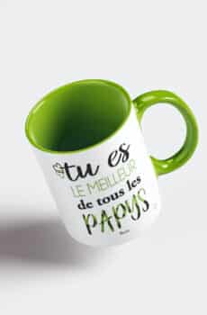 Tasse personnalisée bicolore vert meilleur papy