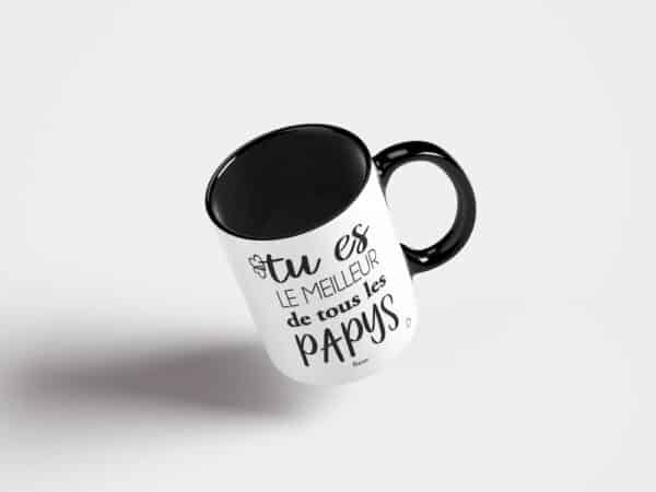 Tasse personnalisée bicolore noir meilleur papi