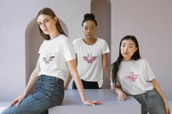 T-Shirt Octobre rose super woman noir – Image 4