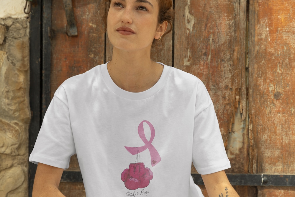 T-shirt Octobre Rose Femme - Ruban De Sensibilisation Au Cancer Du Sein - Manches Courtes, Confortable, Coupe Classique