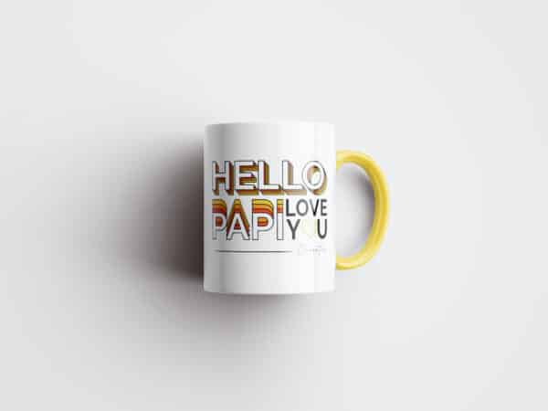 Tasse personnalisée bicolore jaune hello papi – Image 3