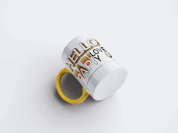 Tasse personnalisée bicolore jaune hello papi – Image 2