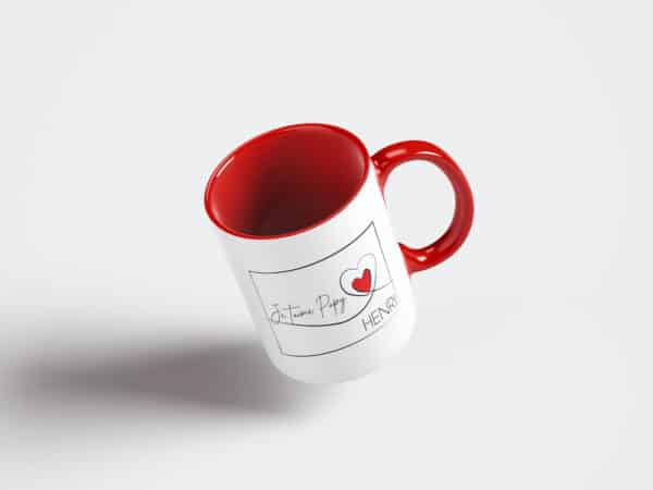 Tasse personnalisée bicolore rouge papi je t'aime – Image 2