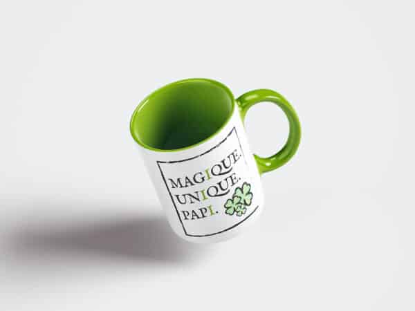 Tasse personnalisée bicolore vert papi unique – Image 2