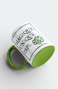 Tasse personnalisée bicolore vert papi unique