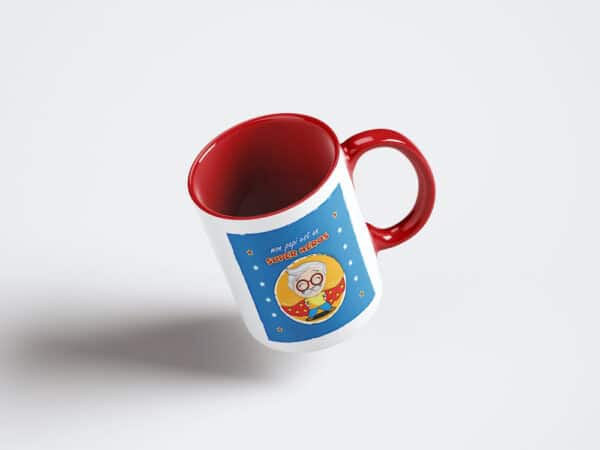 Tasse personnalisée bicolore papi super-héros – Image 3