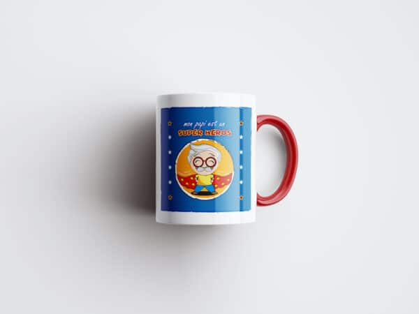 Tasse personnalisée bicolore papi super-héros – Image 2