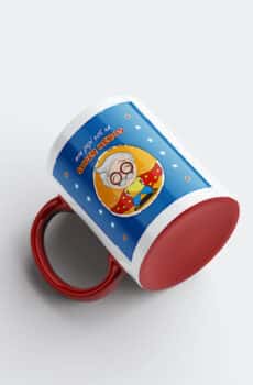 Tasse personnalisée bicolore rouge papi super-héros