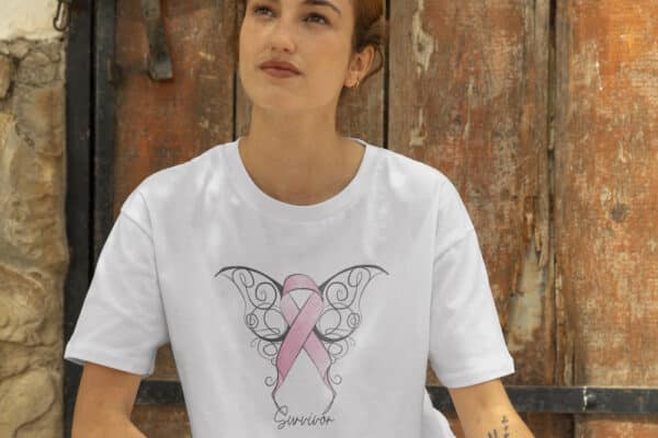  T-Shirt Octobre Rose Papillon Survivor