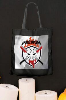 tote bag noir halloween masque