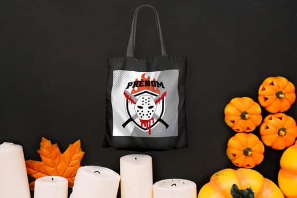 tote bag noir halloween masque